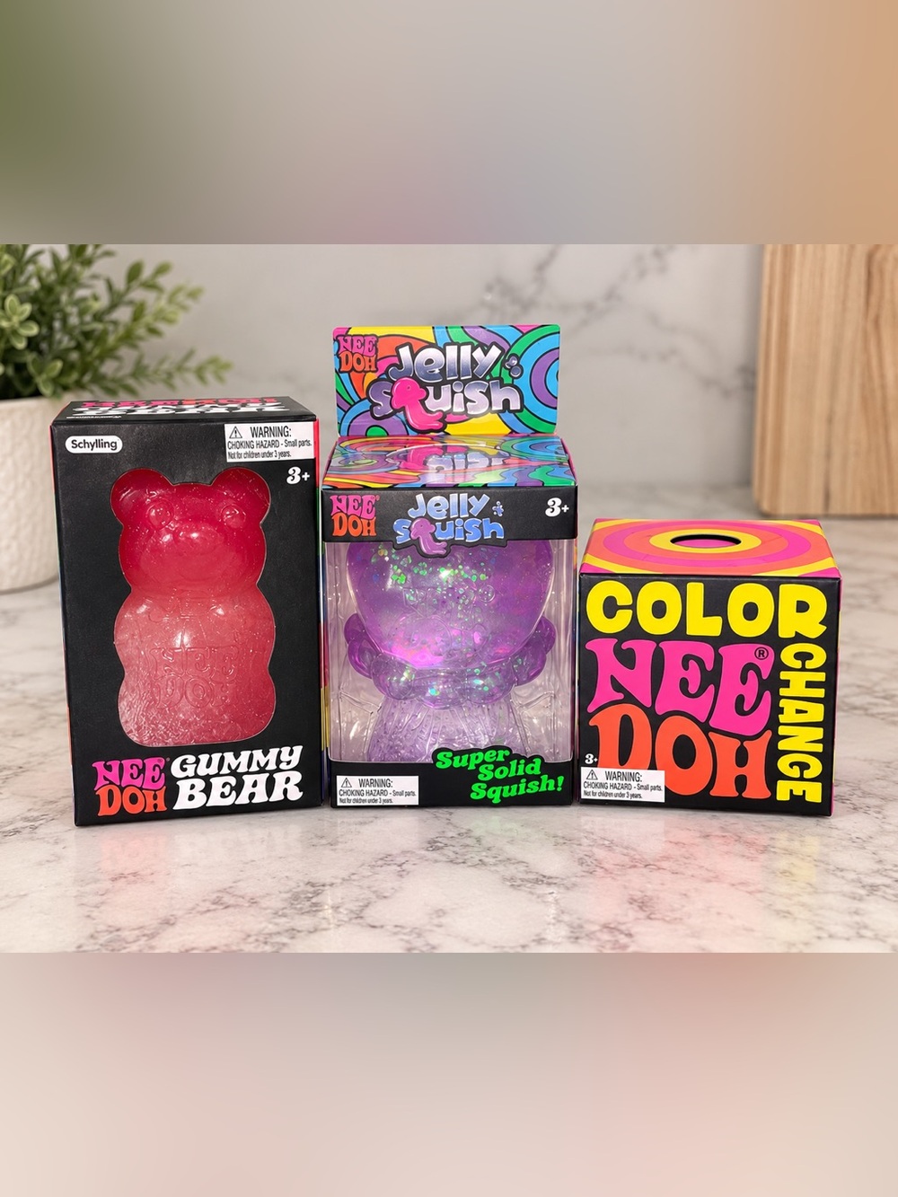 NeeDoh Bundle! Pink gummy bear, purple Jelly Squish & pink color change!